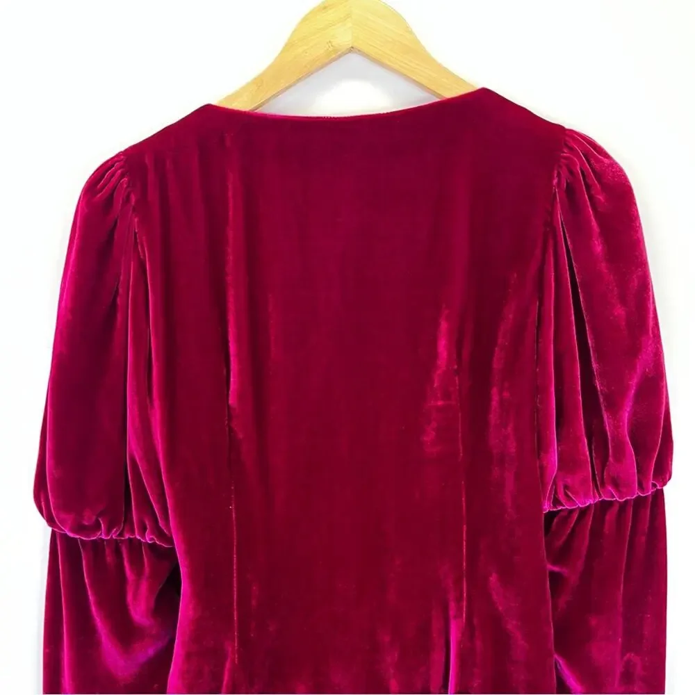 Cinq à Sept Theo Velvet Faux Wrap top pink - XS